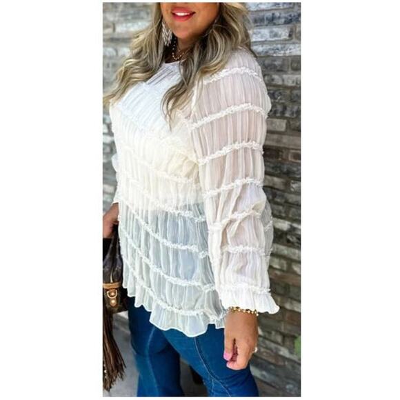 Blakeley Amelia Lace Boho Top in Ivory NWT 1X - Picture 3 of 5
